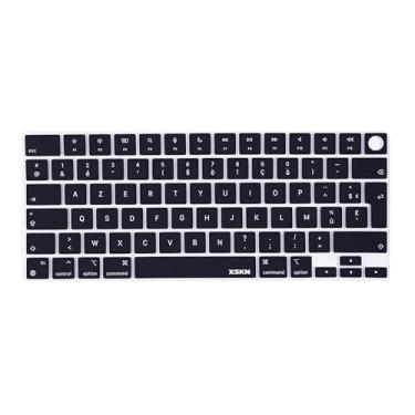 Imagem de XSKN Capa de silicone para teclado francês preto versão UE para Apple 2022 2023 2024 lançado MacBook Air 13.6 15,3 polegadas M2 M3 Chip com Touch ID