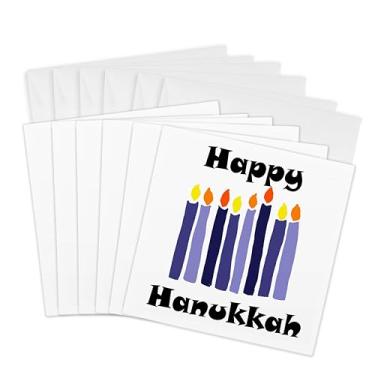 Imagem de 3dRose Cartões comemorativos – Divertido Cool Happy Hanukkah Menorah Design de Natal – 15,24 x 15,24 cm, conjunto de 6 (gc_263925_1)