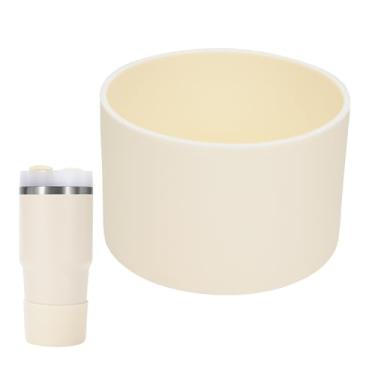 Imagem de kapiado Bota para copos Stanley de 400 ml, bota de silicone para Stanley Quencher 400 ml, acessório protetor inferior para copo Stanley de 400 ml (creme, 400 ml)