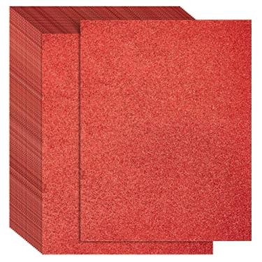 Imagem de Bright Creations 24 folhas de papel cartolina com glitter vermelho 21 x 28 cm para álbuns, projetos de bricolage, artes e artesanato (280 gsm) - Cartolina brilhante vermelha - Papel com glitter