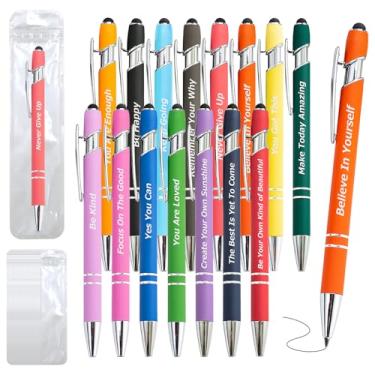 Imagem de Kit de 100 canetas inspiradoras – 50 canetas de tinta preta a granel, sacos incluídos – canetas esferográficas motivacionais com pontas de caneta – presentes inspiradores material escolar para