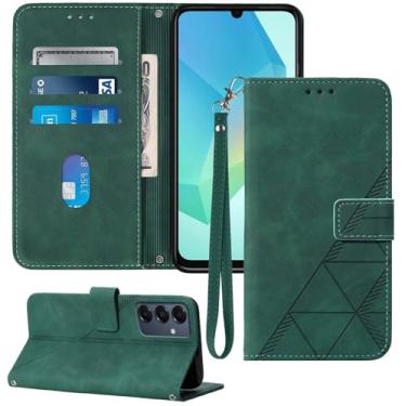 Imagem de Moment Dextrad Capa para Samsung A16 5G, carteira A16 5G, compartimento para cartão, alça de pulso TPU com proteção interna para celular A16, capa flip de couro PU para Galaxy A16 (verde)
