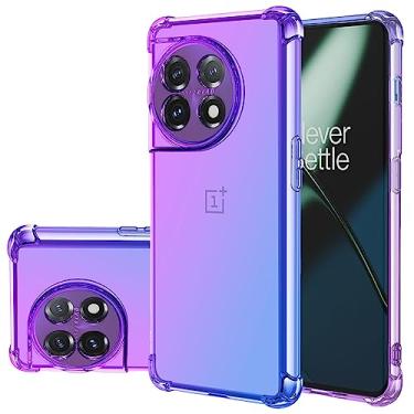 Imagem de Gufuwo Capa para OnePlus 11, One Plus 11 5G PHB110 Capa fofa para meninas e mulheres, capa protetora à prova de choque de TPU macio antiarranhões gradiente para OnePlus 11 5G (roxo/azul)
