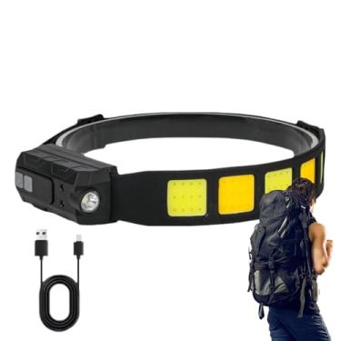 Imagem de Farol LED recarregável, farol LED com sensor de movimento | Farol com sensor de luz forte | Farol frontal recarregável USB de alto desempenho para tempestade e sobrevivência