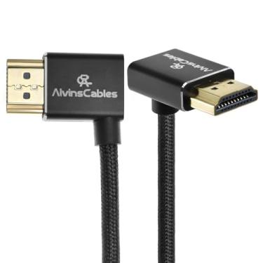Imagem de Alvin's Cables Cabo HDMI 2.1 8K @60Hz 4K @120Hz Cabo espiral trançado de alta velocidade para Atomos Ninja para Feelworld, Sony FS5 FS7 FX9, BMPCC, Canon C300 C500, ângulo esquerdo para cima, preto