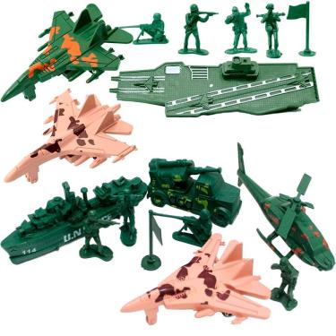 Imagem de Brinquedo Militar Exército Porta Avião Caminhão Soldado 17Pçs