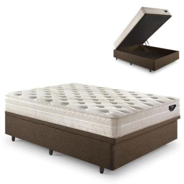 Imagem de Base Box Baú Casal 138x188 Linho Marrom com Colchão Audaz Molas Ensaca