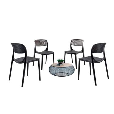 Imagem de Conjunto com 4 Cadeiras Zoe Preta em Polipropileno Moderna Mobília