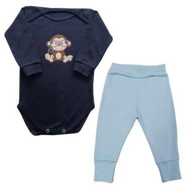 Imagem de Conjunto Body Bebê Manga Longa Macaco de Óculos + Calça - Mellane Baby