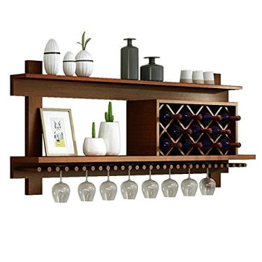 Imagem de LICONG-2020 Armário de vinho montado na parede, comporta garrafas de vinho e suporte de vidro, decorativo para bar doméstico, sala de jantar, cozinha, armário para armazenar bebidas alcoólicas(80)