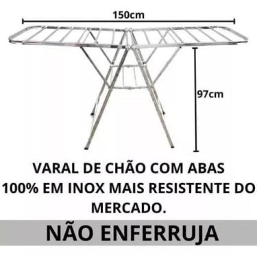 Imagem de Varal de Chão 100 % Inox + Kit 20 Prendedores Inox - PERX