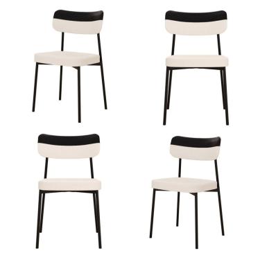 Imagem de Kit com 4 Cadeiras para Sala de Jantar Mona Yescasa Palha Corriente/Preto