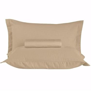 Imagem de Teka Colcha de Cama Genova, Piquet 100% Algodão, Jogo 3 Peças (Marrom, Queen)