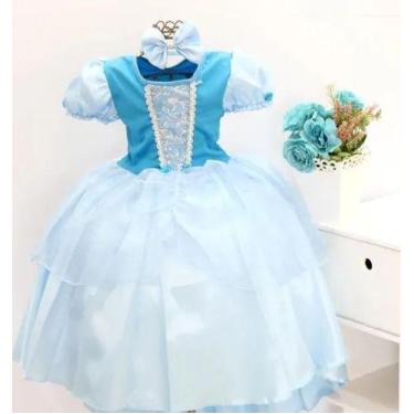 Imagem de Vestido Infantil Fantasia Cinderela Luxo P M G Gg Oferta - Pingo De Ge