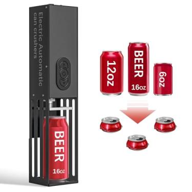 Imagem de YOTAN Triturador De Latas Elétrico, Triturador De Latas De Alumínio Para Reciclagem De 8 Onças E 12 Onças E 16 Onças, Montado Na Parede, Compactador De Lixo Para Latas De Alumínio Com Gás, Refrigera