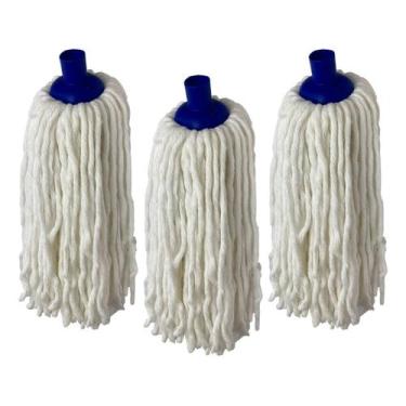 Imagem de Refil Mop Esfregão Úmido Rosca Universal Algodão Kit Com 3 - Roma