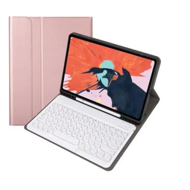 Imagem de Adequado para 2022/201/2020/2018 iPad Pro capa de teclado de tablet de 11 polegadas e teclado circular, flexível e leve (ouro rosa)