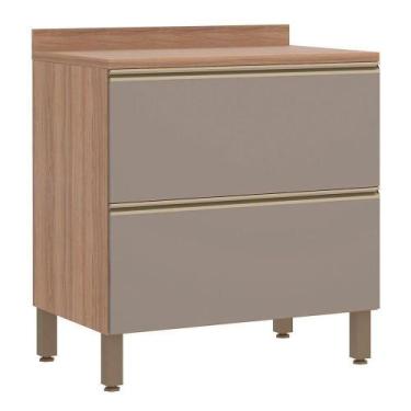 Imagem de Balcão Luciane Yara 80 Cm 2 Gavetões Com Tampo 1303/199 Vanilla/Grafit