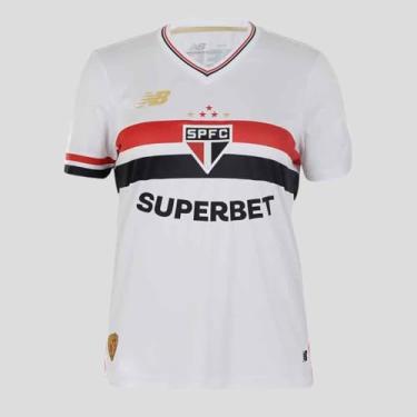 Imagem de Camisa Feminina NB Torcedor Home SPFC 2025 C/P, Feminina, Branco/Vermelho/Preto, P