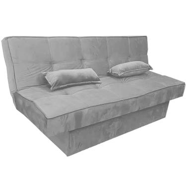 Imagem de Sofá Cama Zurich em Veludo com Baú 2 Lugares 182cm Luxury Cor Cinza