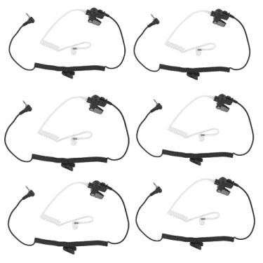 Imagem de Pdflie Fone de ouvido com plugue de 2,5 mm, fone de ouvido de 2,5 mm, receptor de tubo enrolado de vigilância para rádio da polícia Harris, microfone de lapela GG 200 (preto, pacote com 6)