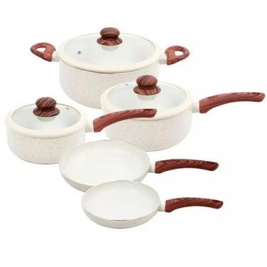 Imagem de Jogo De Panelas Antiaderente Tampas Silicone 5 Peças Indução Nanocerâm