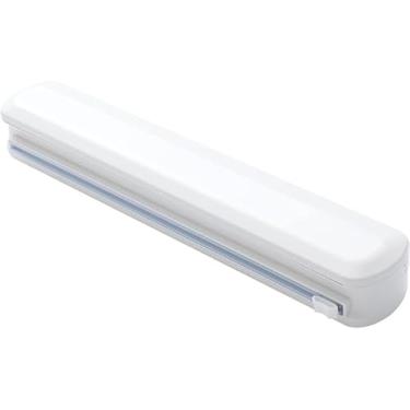 Imagem de Dispensador de Plástico Filme com Cortador, Suporte de Parede com Ventosa, Branco