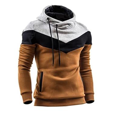 Imagem de Moletom Slim Masculino 3 Cores Blusa De Frio Estilosa Com Capuz - Caramelo (M)