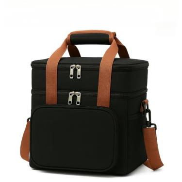 Imagem de Bolsa Térmica 2 Compartimentos Com Alça De Mão E Lateral Isolamento Térmico Eficiente(Preto-Básico)