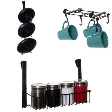 Imagem de Organizadores de Cozinha 3 peças Preto Metaltru - Kit 10