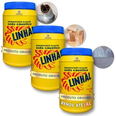 Imagem de Kit com 3x Soda Cáustica 66–69% 1kg Linhal | Limpeza Industrial e Desentupimentos