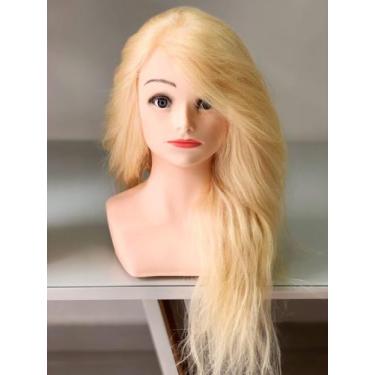 Imagem de Cabeça de Boneca Russa Treino Cabelo 100% Natural Loiro 60cm - BDOLL