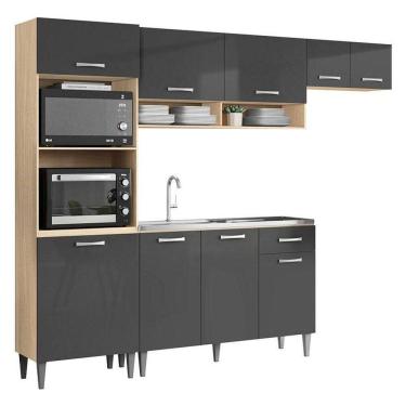 Imagem de Kit Cozinha Atenas Com Balcão De Pia Avena Grafite - Aramóveis