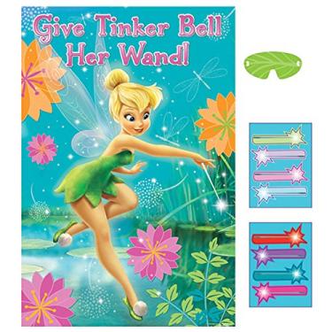Imagem de Disney Tinkerbell Fun Fairy Wand Jogo de festa de aniversário (pacote com 4), azul, 93 cm x 61 cm.