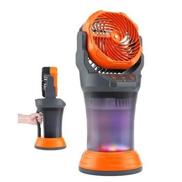 Imagem de WESTTREE Ventilador de nebulização portátil com ventilador de bateria maior - Ventiladores de resfriamento de nebulização ao ar livre recarregáveis com tanque de água de 2L, luzes RGB, 4 velocidades e