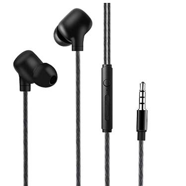 Imagem de ElloGear Fones de ouvido EG10 com fio - 3,5 mm com tecnologia de cancelamento de ruído, fones de ouvido com microfone, controle de volume - clareza e desempenho de graves - para telefone, computador