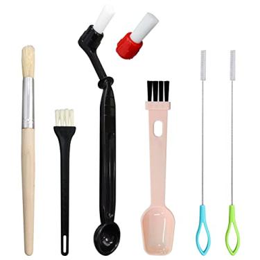 Imagem de PURIMADE 7 Pcs Coffee Machine Cleaning Brush, Espresso Machine Brush with Detachable Head, Wooden Plastic Brush with Bristles for Grinder, Plastic Spoon with Brush & 2Pcs Espresso Steam Wand Brushes