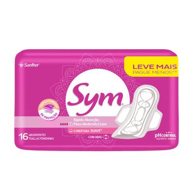 Imagem de Absorvente Sym com Abas Suave 16 Unidades