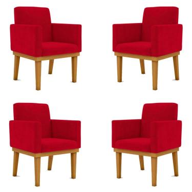 Imagem de Kit 4 Poltronas Vermelha Reforçadas Penteadeira Quarto