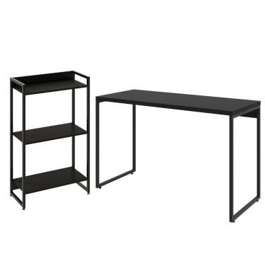 Imagem de Kit Escritório Estante 3 Prateleiras Com Mesa 120Cm Onix