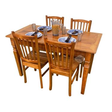 Imagem de Mesa Madeira De Demolição 140cm X 70cm Com 4 Cadeiras Bh Sudeste Rústico