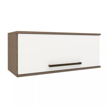 Imagem de Armário Geladeira 1 Porta Basculante Evolution Plus Batrol Móveis Tannat/branco