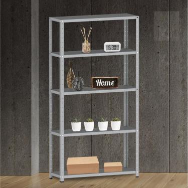 Imagem de Estante Para Livros Com Estrutura Metálica 5 Prateleiras Cinza