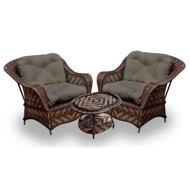 Imagem de Conjunto De Poltronas Fibra Sintética Naja - 2 Poltronas + 1 Mesa Centro - Tecido Duna 2 Fendi