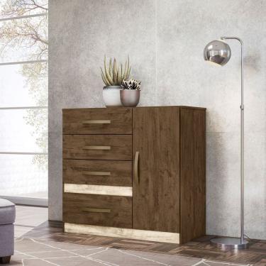 Imagem de Cômoda Sapateira Com 5 Gavetas 1 Porta 98x100cm Vênus Moval Cor:castanho/avelã