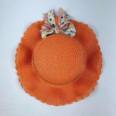 Imagem de Chapéu Infantil Menina De Palha Sintética Com Laçinho Moda Verão laranja