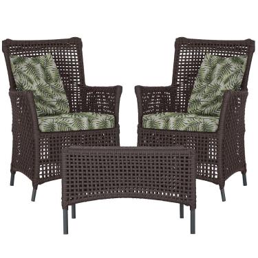 Imagem de 2 Poltronas 1 Mesa Igapó Em Alumínio Preta Corda Náutica E5 Marrom