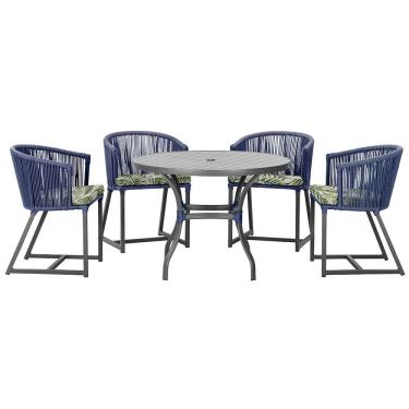 Imagem de Mesa Com 4 Cadeiras E Noronha Estofado 5 Trama Original Azul