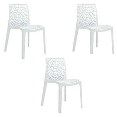 Imagem de Cadeira Sala De Jantar Kit 3 Gruvyer Branco R02 - D'rossi