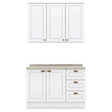 Imagem de Armario Aereo E Balcao 120 Cm Ce169 Americana Branco Calcare Henn